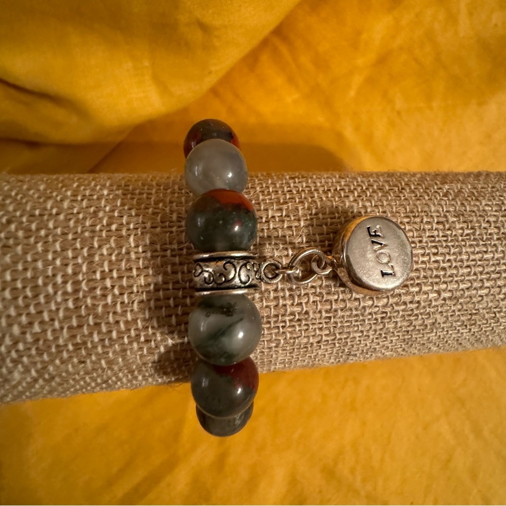 Stretchy Bracelet w/Sterling Silver Love Charm